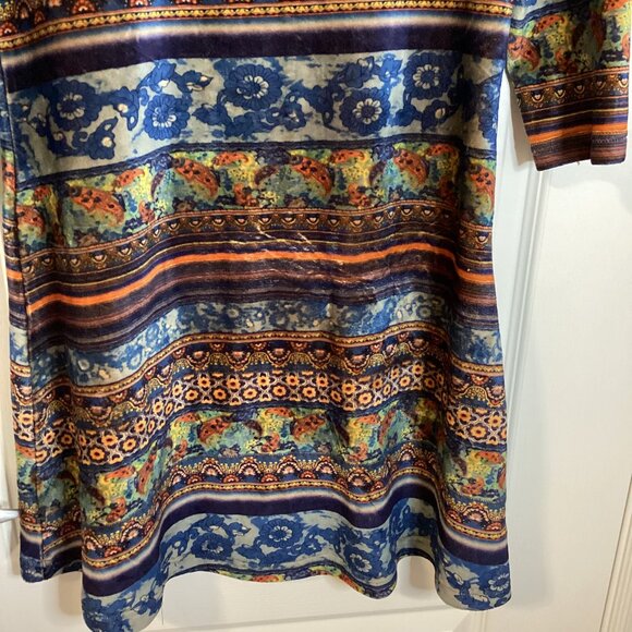 Papillon Women's Colorful Printed Stretchy Mini Dress Size S 3/4 Sleeves - Picture 3 of 6